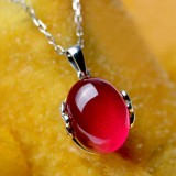 Sterling silver ladies ruby pendant