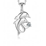 Sterling silver lady sweet dolphins pendant