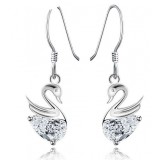 Sterling silver lovely swan women's earrings