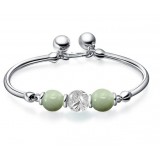 Sterling silver natural jade lucky bead bracelet