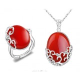 Sterling silver Red agate jewelry sets