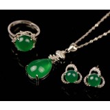 Sterling silver water drop jade jewelry sets