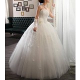 Strapless floor-length white wedding dress