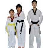 Striped white taekwondo clothes