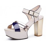 Summer buckle sequins mixed colors thick high-heel sandals