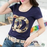 Summer cotton embroidery short sleeve t-shirt