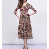 summer leopard grain V-neck dress