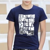 Summer Men letters round neck T shirt