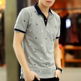 Summer new men's cotton pattern deer polo shirt