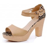 Summer woman leopard grain thick heel sandals