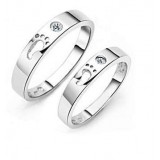 The footprints of love couples sterling silver ring