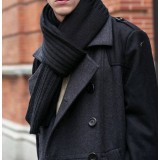Thick knitting autumn & winter wool pure color men's scarf 