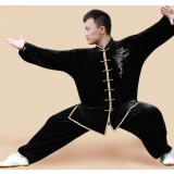 thicker black embroidery Kung Fu sportswear