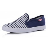 Thin bottom striped low cut canvas shoes