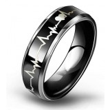 Titanium silver fashion heart beating men's ring