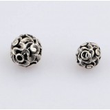 Titanium silver hollow out round bead