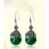 Titanium silver red & green zircon classic ladies earrings