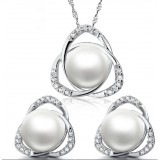 Top natural pearl 925 sterling silver jewelry suit