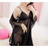 Transparent gauze sexy pajamas three-piece suit