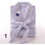 Unisex lacing style embroidery bathrobes