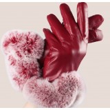 Warm women winter Big rabbit wool sheepskin gloves