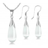 Water drop sterling silver jade jewellery sets