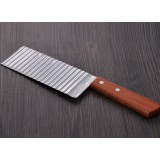 Wavy wooden handle potato cutter