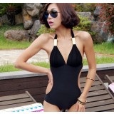 White / black straps one-piece swimwear