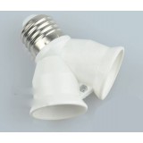 White E27 to double E27 LED bulb socket converter