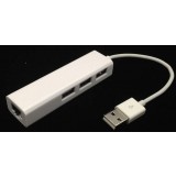 White External network adapter with USB HUB for MacBook Air