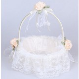 White lace flower girl baskets