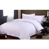 White printed cotton 4pcs bedding sheet set for hotel