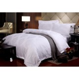 White printed cotton satin 4pcs bedding sheet set for hotel