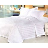 White striped cotton satin 4pcs bedding sheet set for hotel