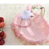 Wicker + lace round Flower Girl Baskets