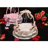 Wicker + Lace Round Flower Girl Baskets