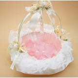 Wicker + Lace Round Wedding Flower Girl Baskets