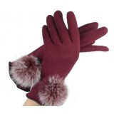 Winter girl lovely rabbit hair ball velvet glove