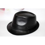 Winter leather jazz hat