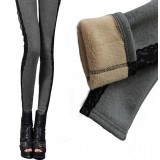 Winter with velvet lace stitching lady leggings