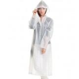 Woman's frosted translucent long section raincoat