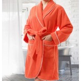 Woman's lacing style cotton bathrobe