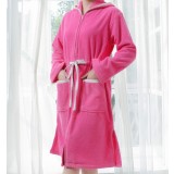 Woman's zipper type cotton bathrobe