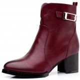 woman thick heel pointed martin boots