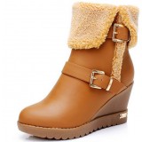 Woman winter thickening plush wedge snow boots