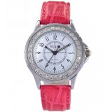 Women fashion leather strap rhinestone watch