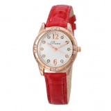 women lovely leather strap rhinestone watch