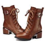 Women's cross straps + zipper Martin boots