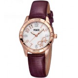 Women's leather band bow luminous watch