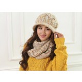 Women's mohair hand-knitted cap + scarf